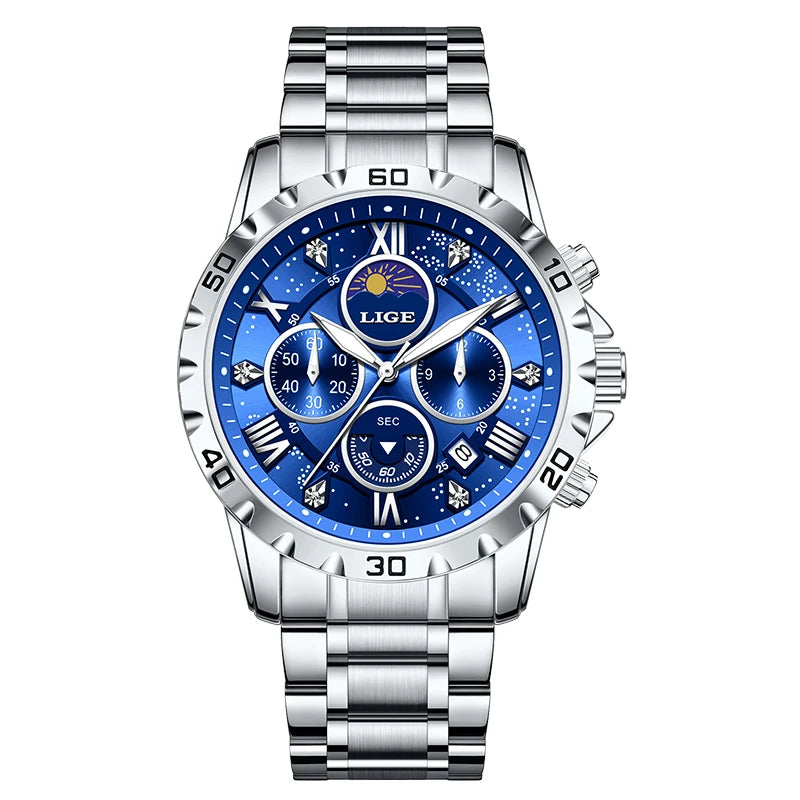 Relógio Masculino Casual Esporte Cronógrafo Relógios de Pulso de Quartz À Prova D 'Água Luminosa