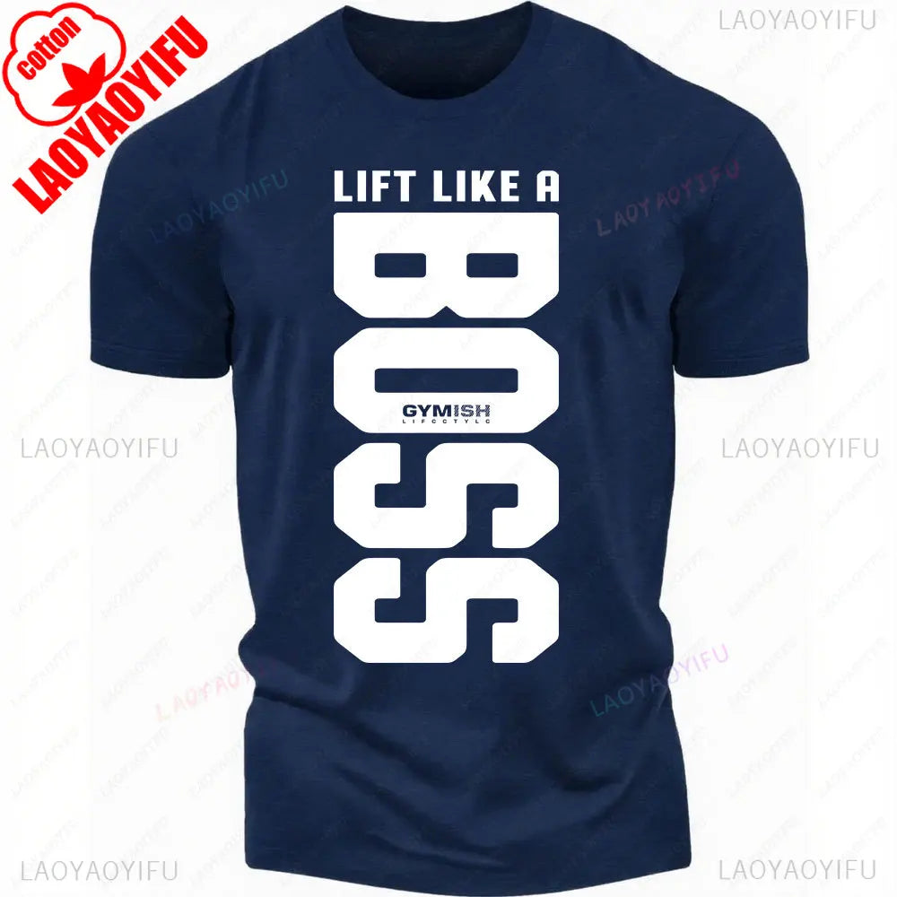 Boss camisa de treino para homens engraçado ginásio levantamento motivacional camiseta masculina crewneck algodão manga curta vida diária casual camisetas