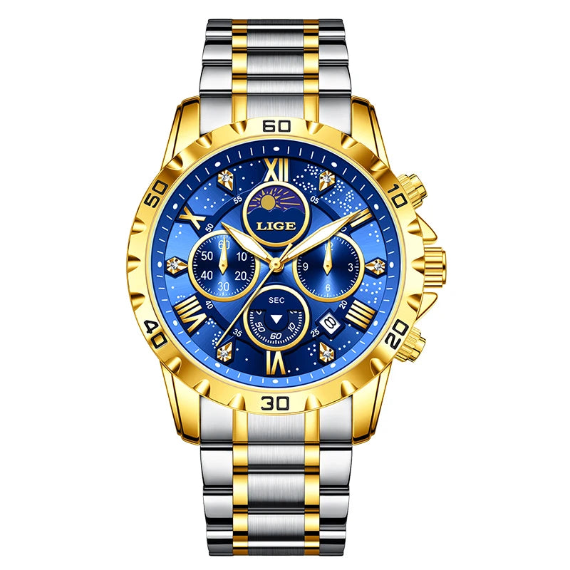 Relógio Masculino Casual Esporte Cronógrafo Relógios de Pulso de Quartz À Prova D 'Água Luminosa