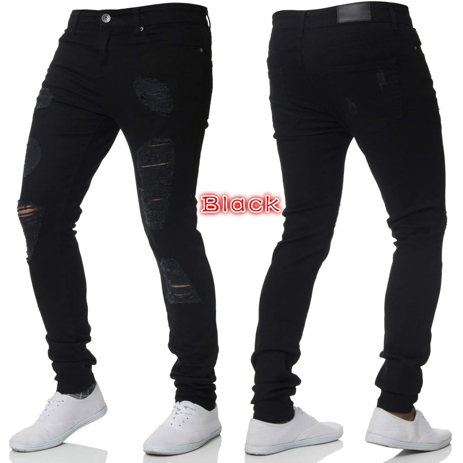 calças masculino micro elástico perna pequena apertado jeans