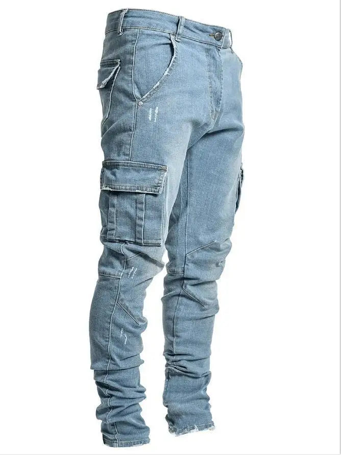 Homem calças retro lavagem zíper estiramento jeans casual fino ajuste masculino plus size lápis calças jeans magros para homem