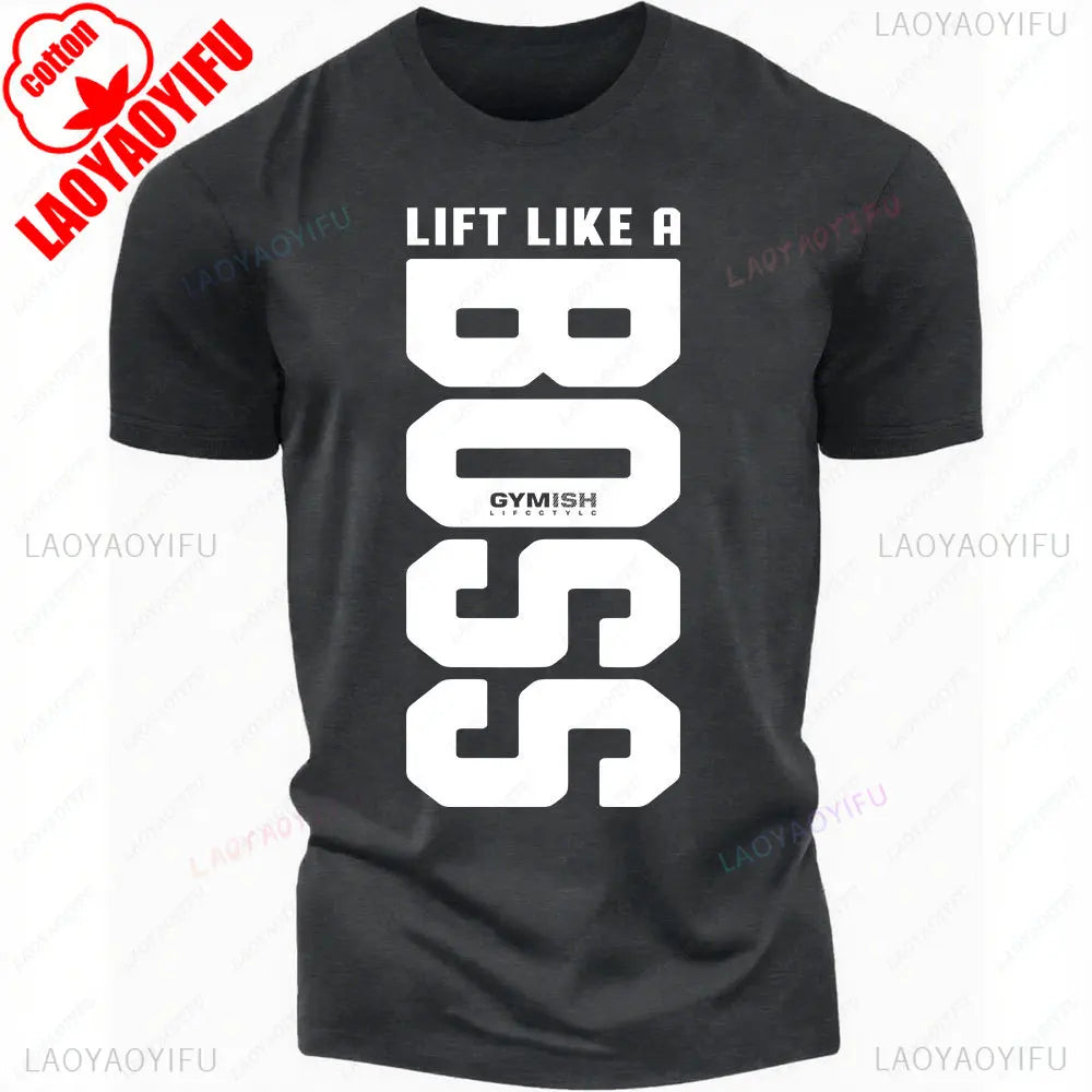 Boss camisa de treino para homens engraçado ginásio levantamento motivacional camiseta masculina crewneck algodão manga curta vida diária casual camisetas