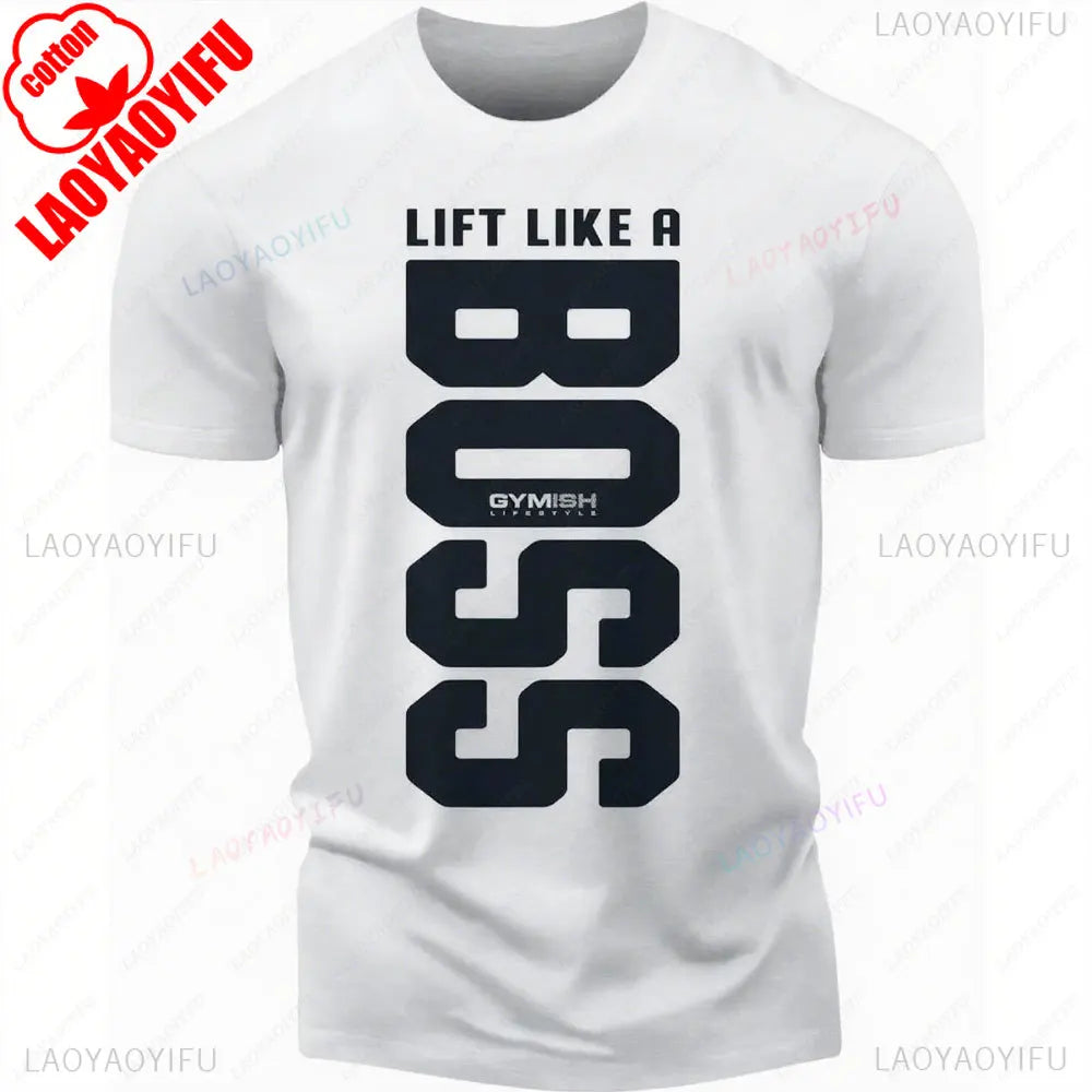 Boss camisa de treino para homens engraçado ginásio levantamento motivacional camiseta masculina crewneck algodão manga curta vida diária casual camisetas