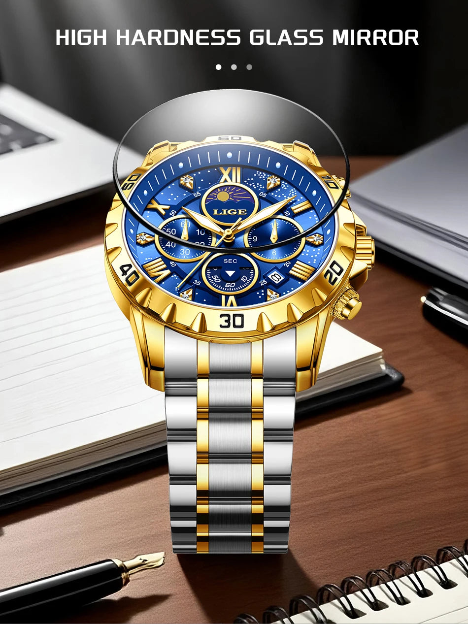 Relógio Masculino Casual Esporte Cronógrafo Relógios de Pulso de Quartz À Prova D 'Água Luminosa