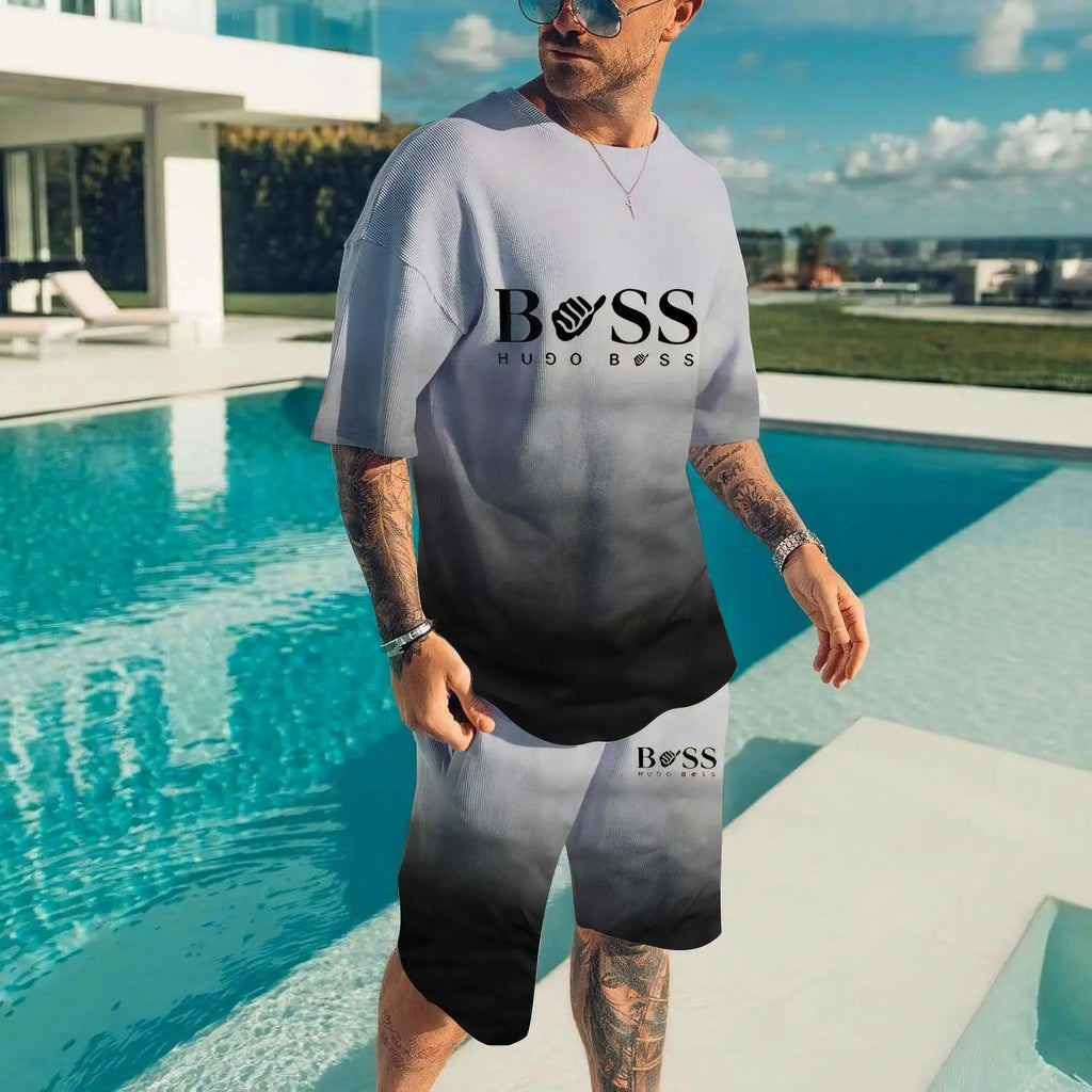 Chefe 3d prited conjuntos masculinos verão manga curta camisetas shorts 2 pçs ternos masculinos moda camiseta streetwear roupa masculina