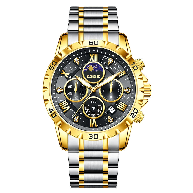 Relógio Masculino Casual Esporte Cronógrafo Relógios de Pulso de Quartz À Prova D 'Água Luminosa