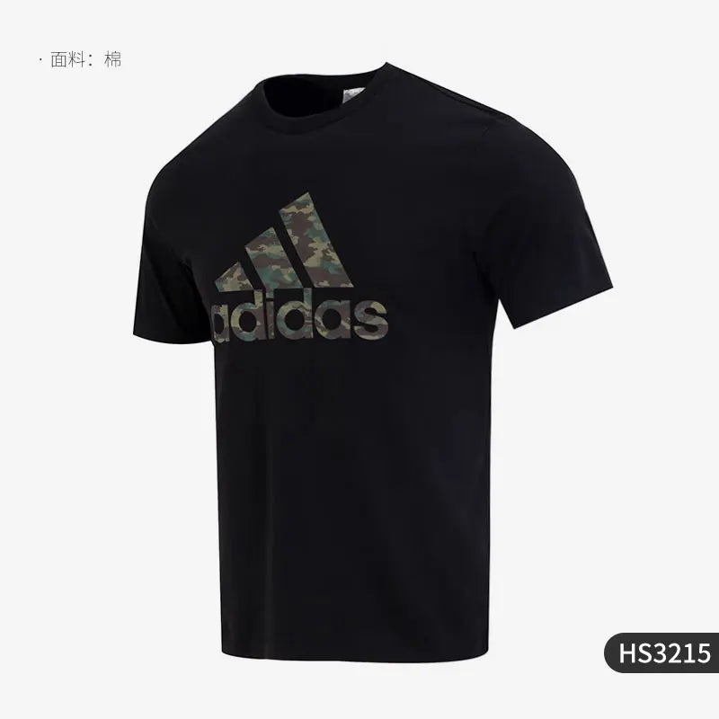 Adidas oficial genuíno novo em torno do pescoço respirável esportes masculinos manga curta camiseta hs3215