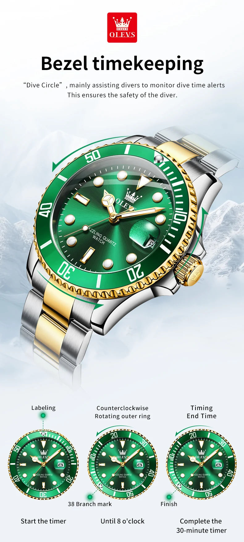 Olevs 5885 relógio masculino marca original à prova dwaterproof água relógio de quartzo pulseira de aço inoxidável data automática presentes dos homens relógios para homem