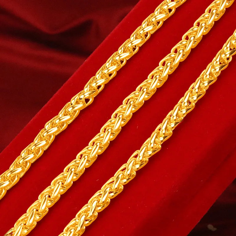 24k colar de ouro masculino corda de cânhamo de ouro colar jóias elegante au999 corrente de ouro venda direta da fábrica