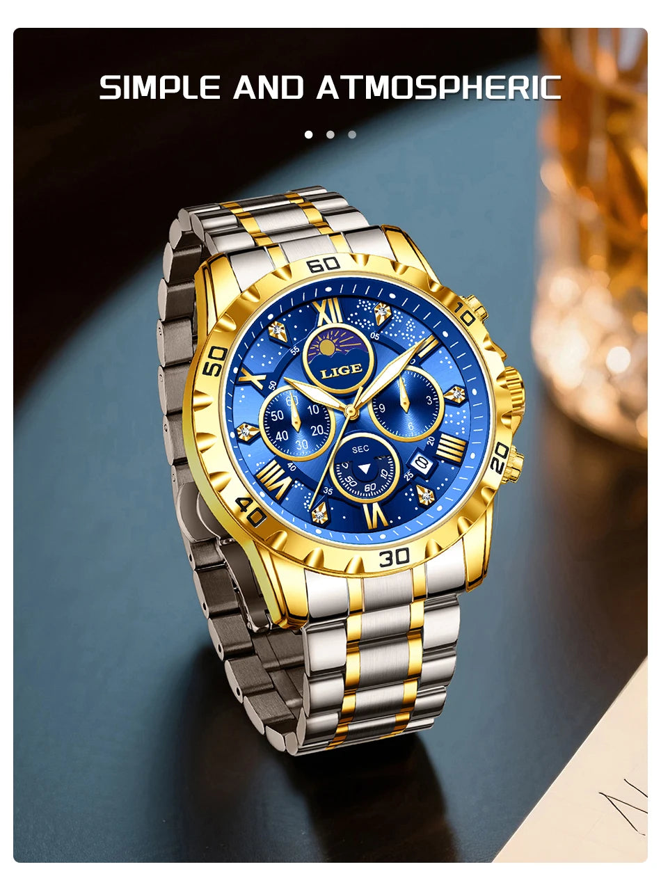 Relógio Masculino Casual Esporte Cronógrafo Relógios de Pulso de Quartz À Prova D 'Água Luminosa