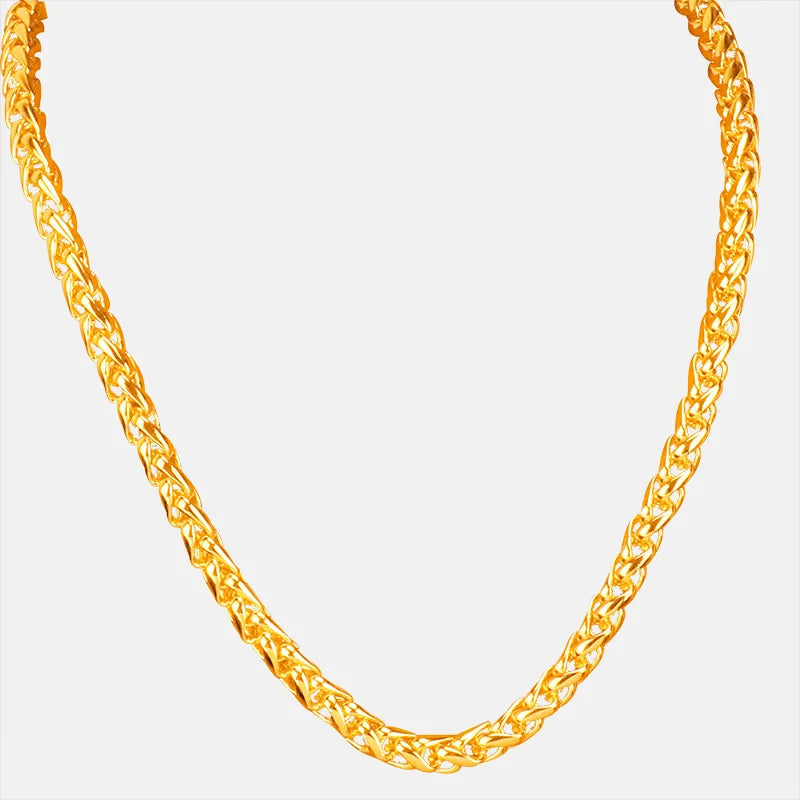 24k colar de ouro masculino corda de cânhamo de ouro colar jóias elegante au999 corrente de ouro venda direta da fábrica