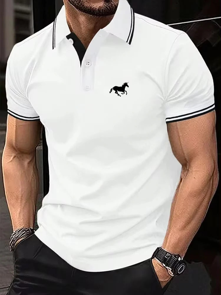 Nova camiseta masculina clássico de manga curta camisa polo verão topo casual camiseta botão lapela super grande S-3XL camisa polo casual