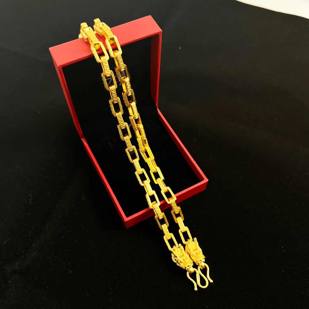 Luxo 9999 24k ouro real fivela de papel cartão colar torneira pendurado corrente personalidade dominadora corrente na moda