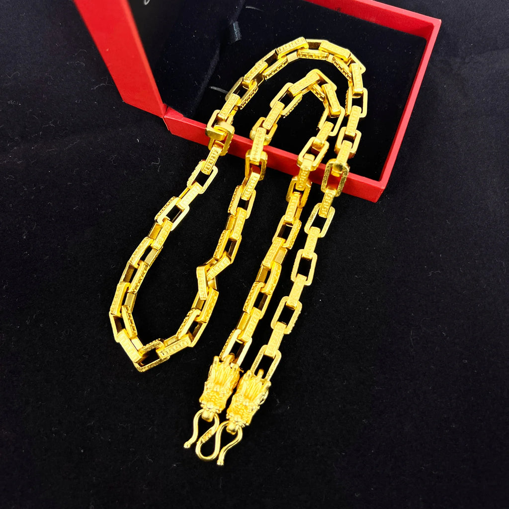 Luxo 9999 24k ouro real fivela de papel cartão colar torneira pendurado corrente personalidade dominadora corrente na moda