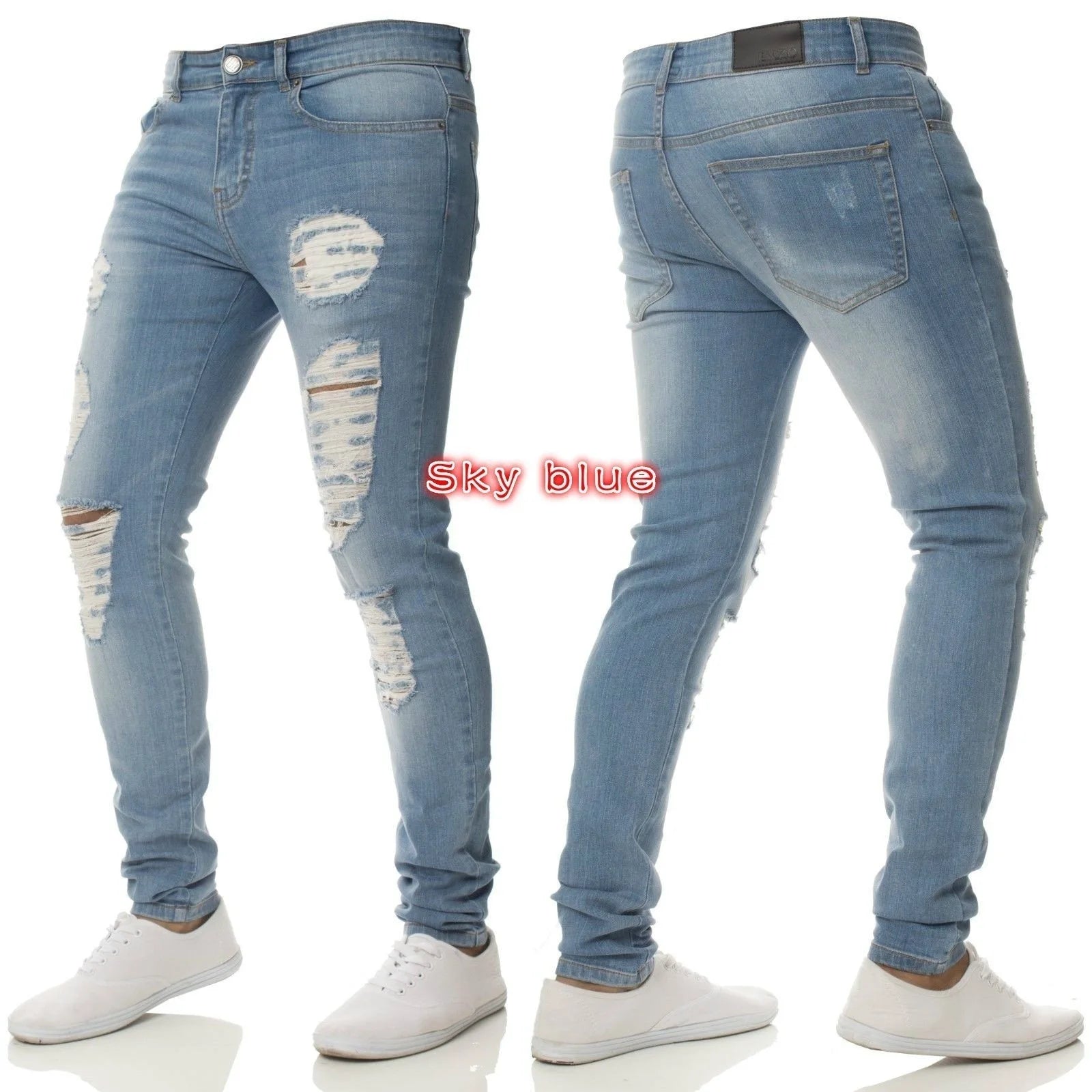 calças masculino micro elástico perna pequena apertado jeans