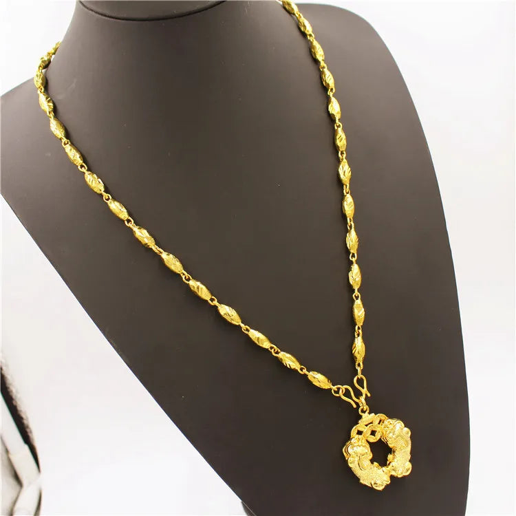 Luxuoso 9999 24k ouro real colar masculino guan gong guanyin torneira pingente dominador acessórios de moda