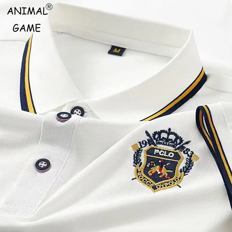 Camiseta polo bordada de verão masculina manga curta lapela design respirável leve streetwear ao ar livre ajuste de grandes dimensões