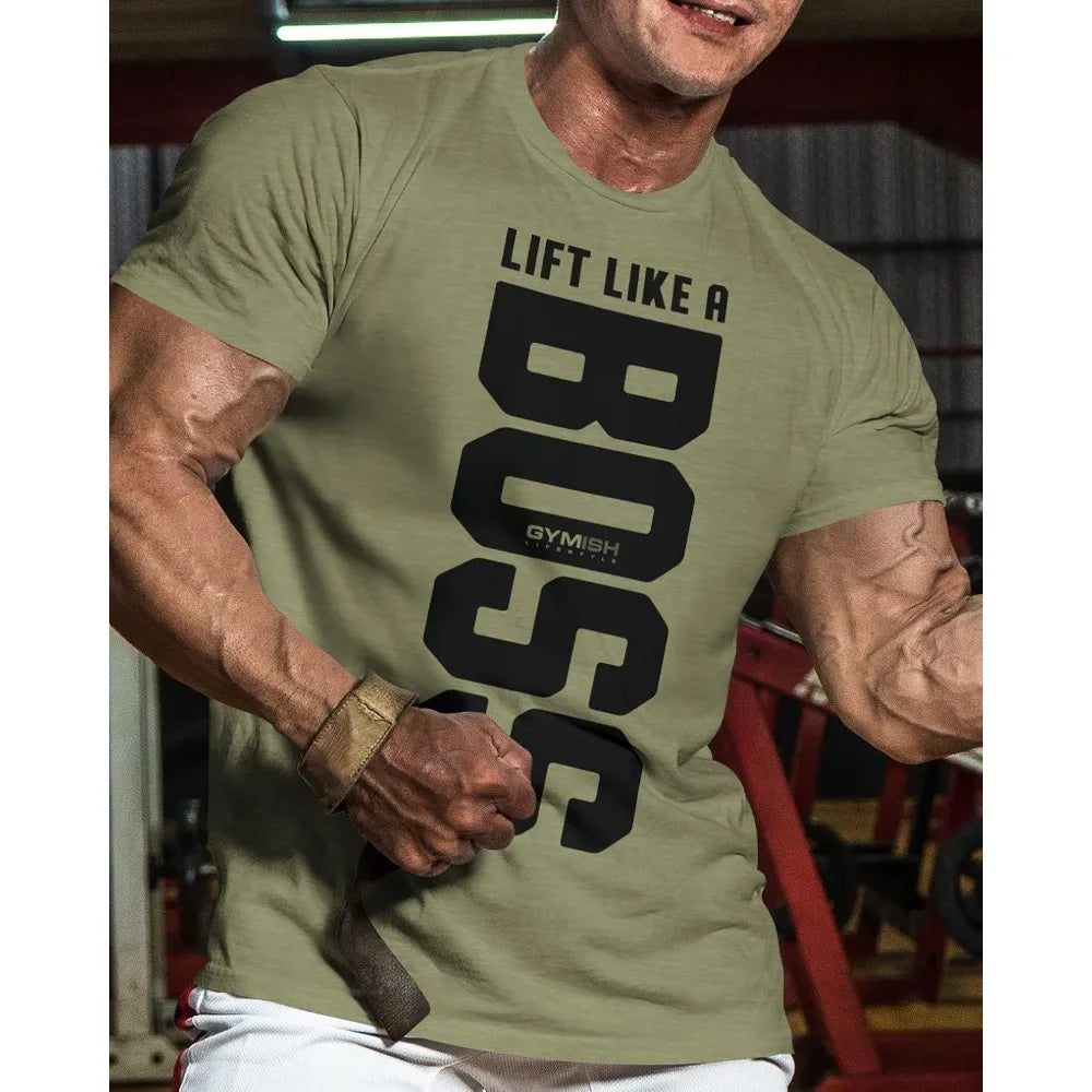Boss camisa de treino para homens engraçado ginásio levantamento motivacional camiseta masculina crewneck algodão manga curta vida diária casual camisetas