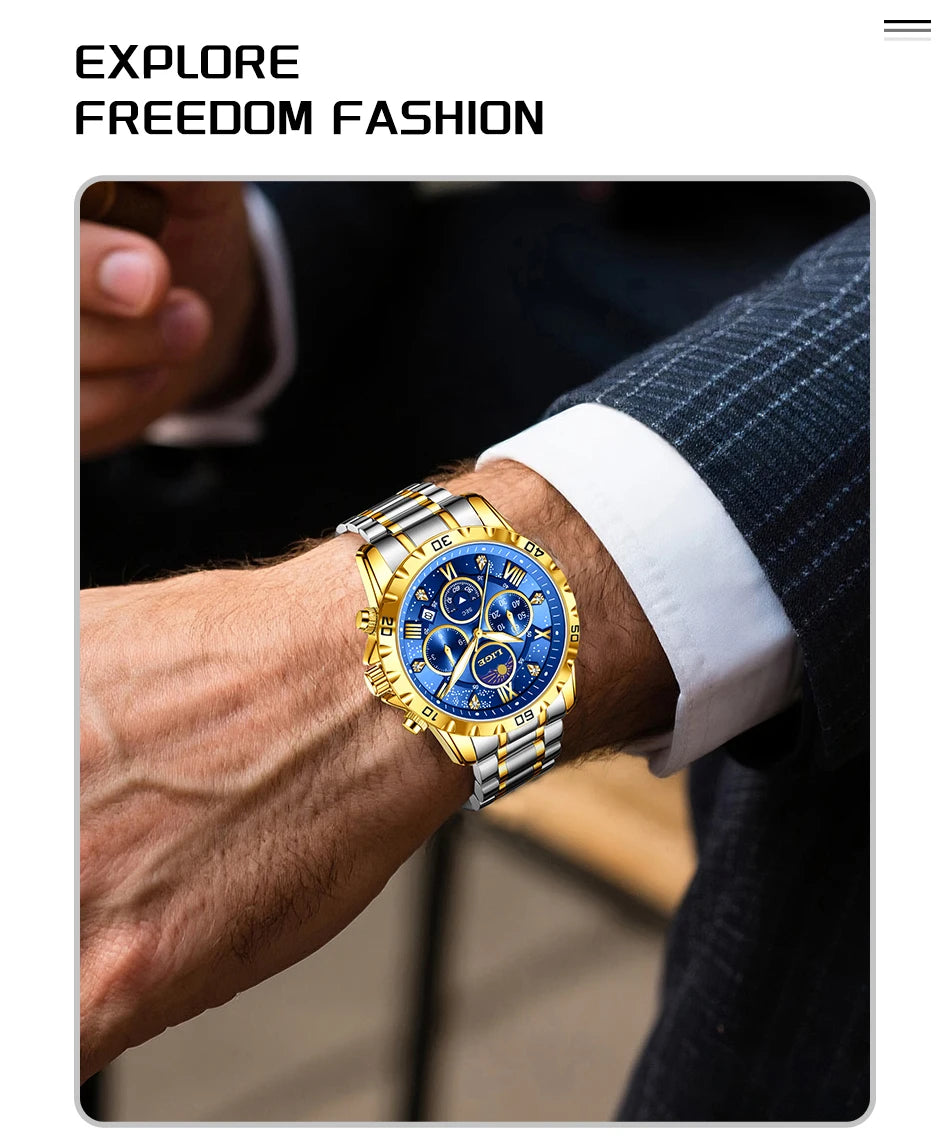 Relógio Masculino Casual Esporte Cronógrafo Relógios de Pulso de Quartz À Prova D 'Água Luminosa