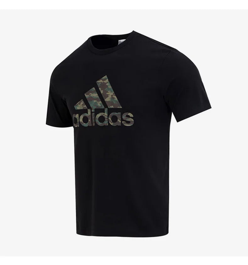Adidas oficial genuíno novo em torno do pescoço respirável esportes masculinos manga curta camiseta hs3215