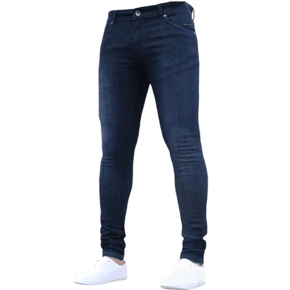 calças masculino micro elástico perna pequena apertado jeans