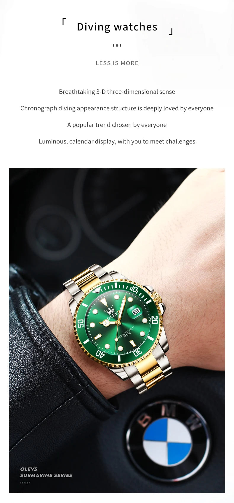 Olevs 5885 relógio masculino marca original à prova dwaterproof água relógio de quartzo pulseira de aço inoxidável data automática presentes dos homens relógios para homem