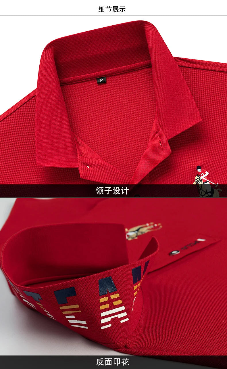 Camisa polo bordada masculina, Puro Algodão, Manga curta, Negócios, Casual, Respirável, Top, Verão, Nova marca, 4XL