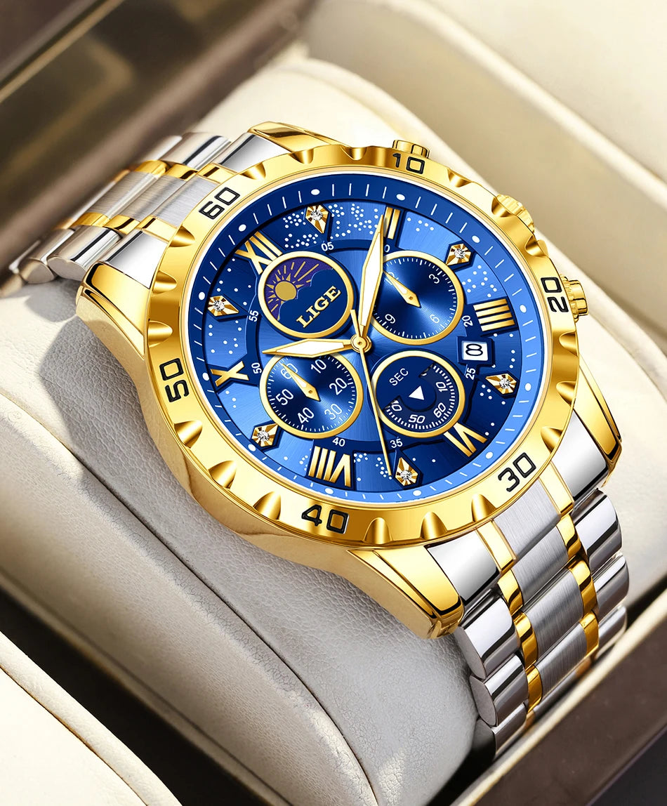 Relógio Masculino Casual Esporte Cronógrafo Relógios de Pulso de Quartz À Prova D 'Água Luminosa