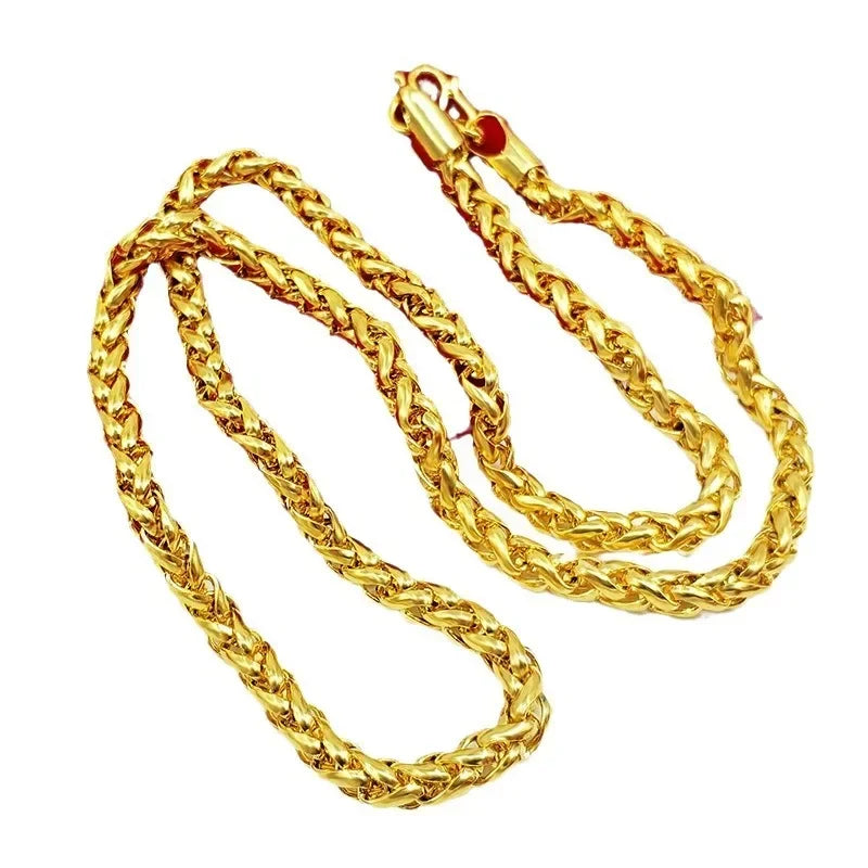 Colar unissex em ouro 18K, design de corrente tailandesa oca elegante, corrente de ouro AU750 com certificado.