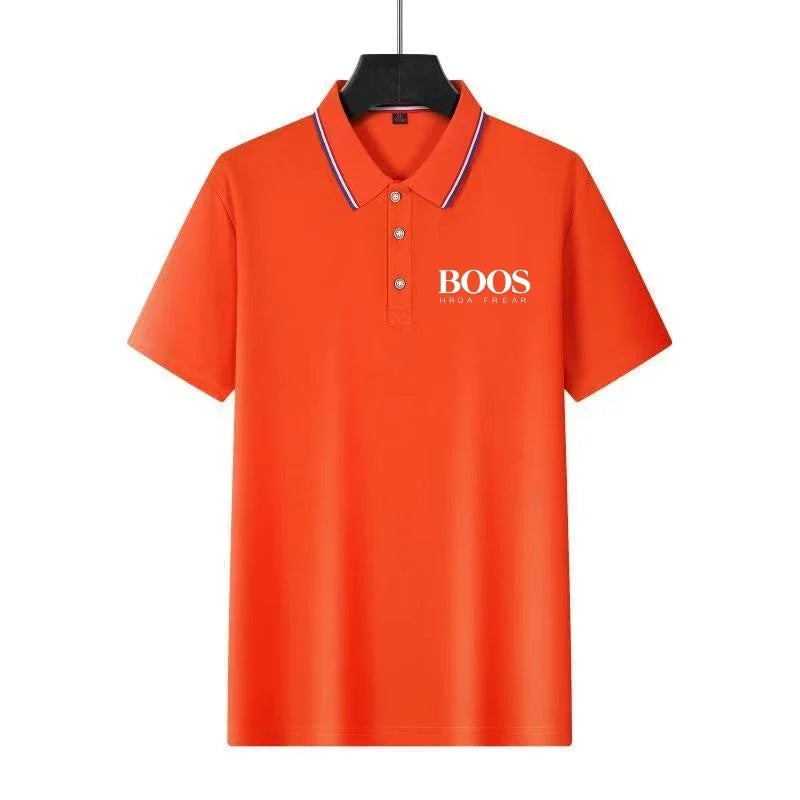 Moda verão nova masculina de manga curta designer requintado tridimensional bordado polo respirável lapela negócios camiseta