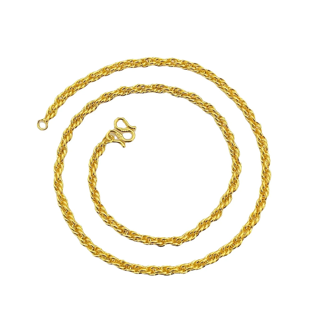 Luxo 24k ouro real jóias fio colar para homens e mulheres au9999 ouro amarelo torção fina espiral corrente
