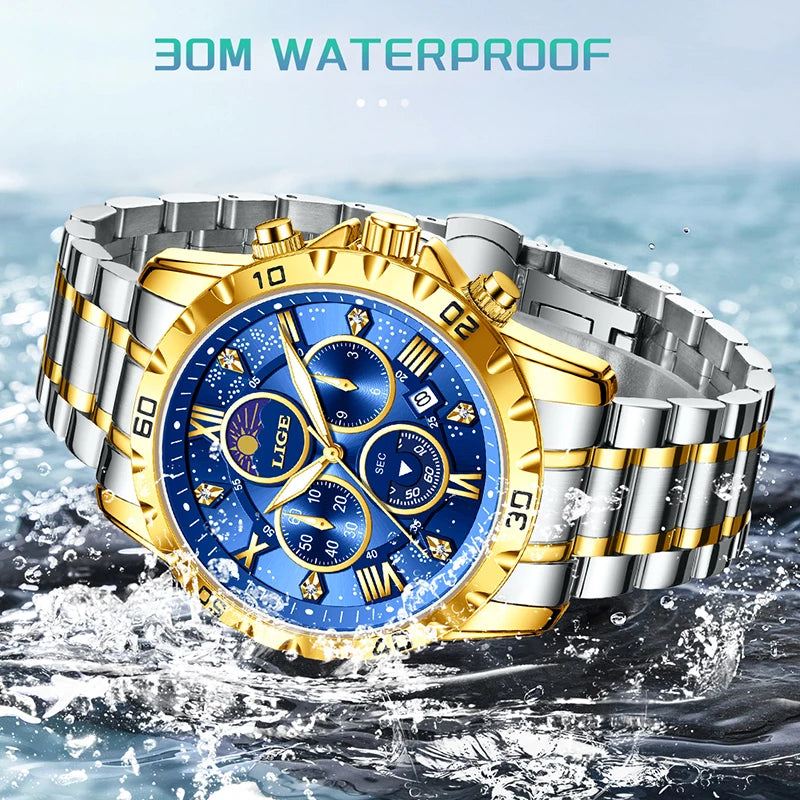 Relógio Masculino Casual Esporte Cronógrafo Relógios de Pulso de Quartz À Prova D 'Água Luminosa