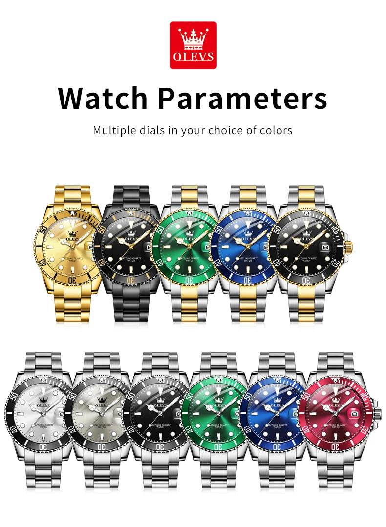 Olevs 5885 relógio masculino marca original à prova dwaterproof água relógio de quartzo pulseira de aço inoxidável data automática presentes dos homens relógios para homem