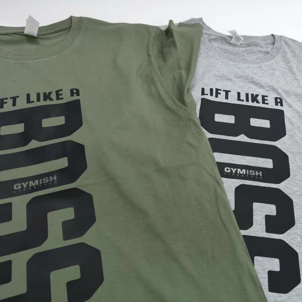 Boss camisa de treino para homens engraçado ginásio levantamento motivacional camiseta masculina crewneck algodão manga curta vida diária casual camisetas