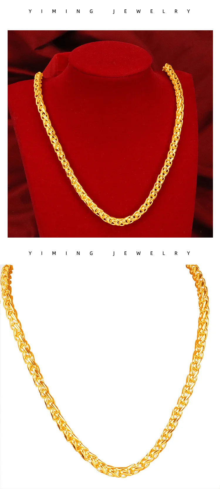 24k colar de ouro masculino corda de cânhamo de ouro colar jóias elegante au999 corrente de ouro venda direta da fábrica