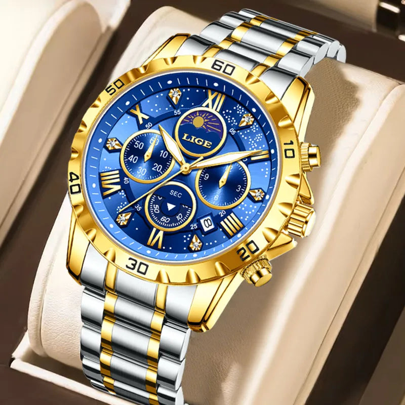 Relógio Masculino Casual Esporte Cronógrafo Relógios de Pulso de Quartz À Prova D 'Água Luminosa