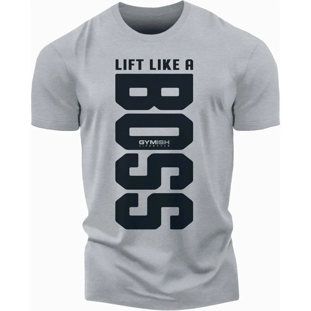 Boss camisa de treino para homens engraçado ginásio levantamento motivacional camiseta masculina crewneck algodão manga curta vida diária casual camisetas