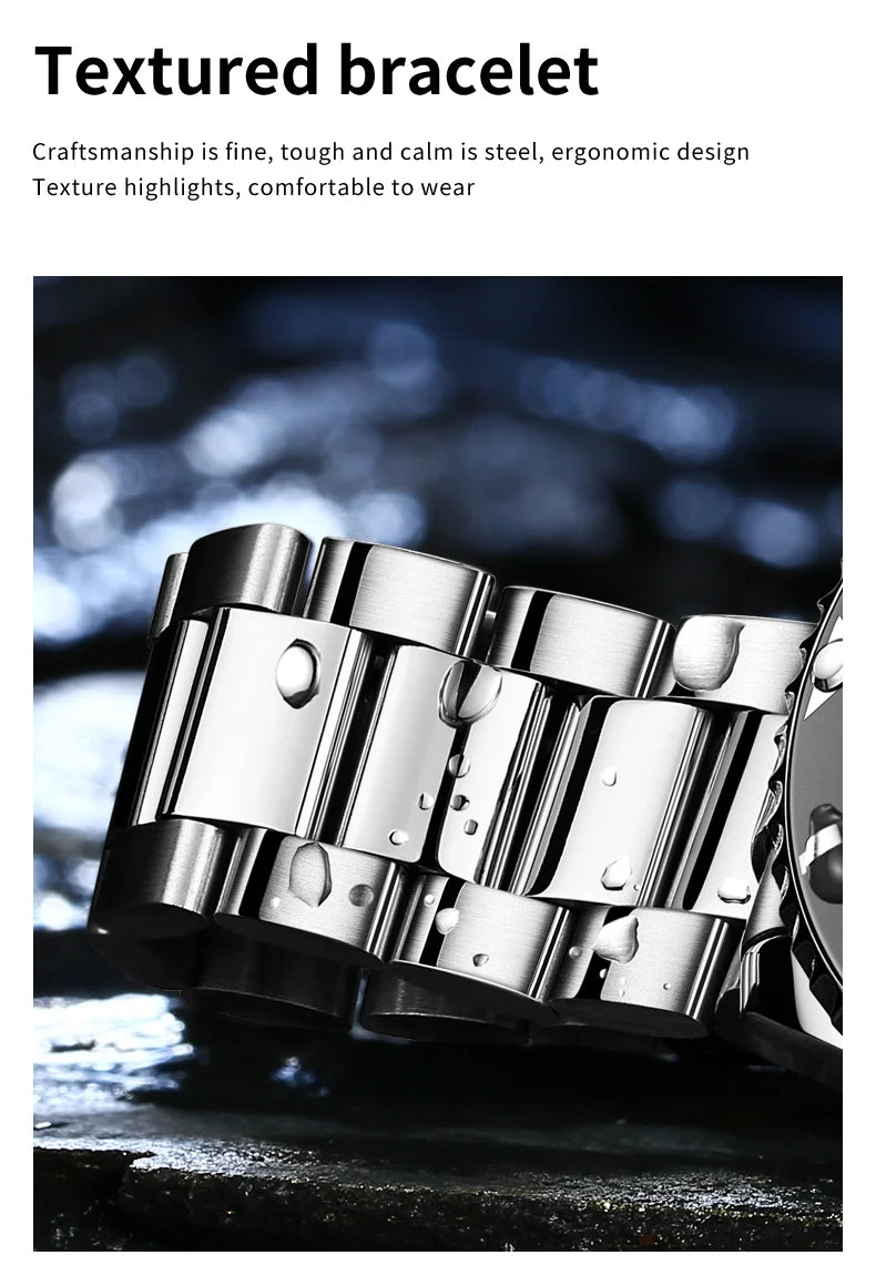 Olevs 5885 relógio masculino marca original à prova dwaterproof água relógio de quartzo pulseira de aço inoxidável data automática presentes dos homens relógios para homem