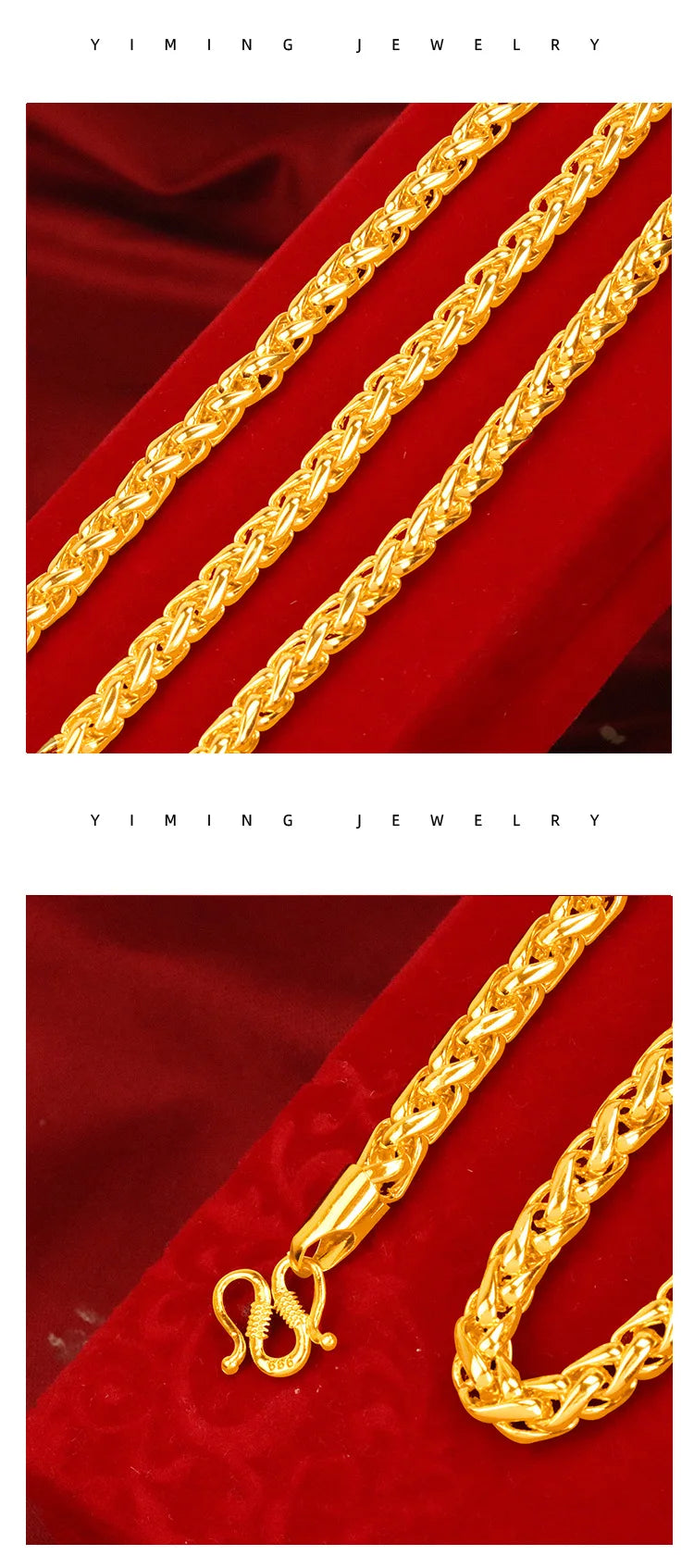 24k colar de ouro masculino corda de cânhamo de ouro colar jóias elegante au999 corrente de ouro venda direta da fábrica