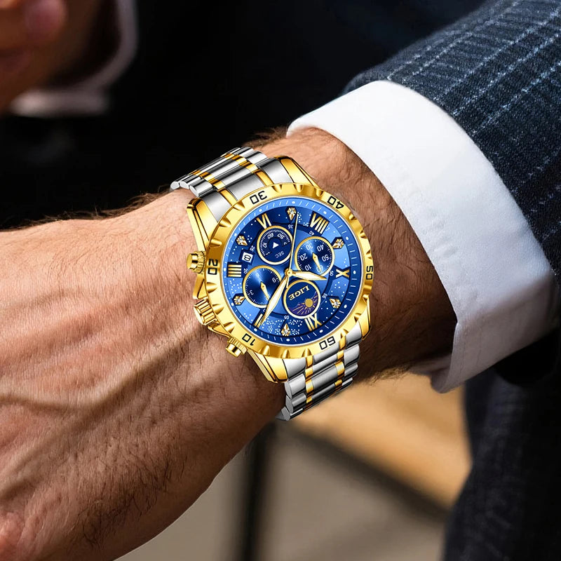 Relógio Masculino Casual Esporte Cronógrafo Relógios de Pulso de Quartz À Prova D 'Água Luminosa