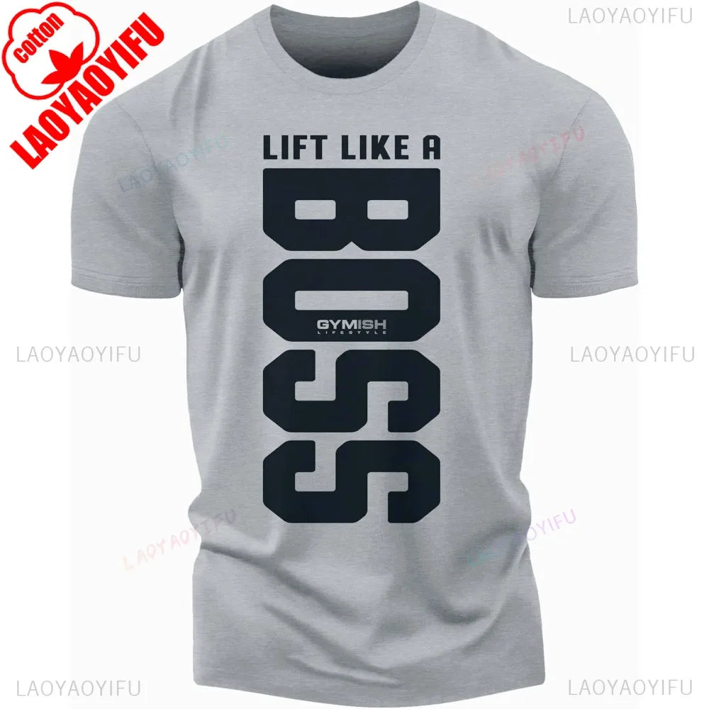 Boss camisa de treino para homens engraçado ginásio levantamento motivacional camiseta masculina crewneck algodão manga curta vida diária casual camisetas