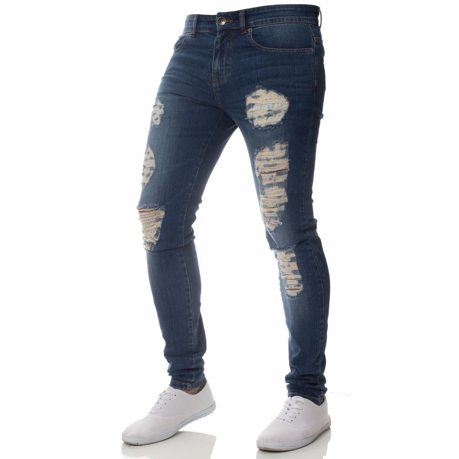 Homem calças retro lavagem zíper estiramento jeans casual fino ajuste masculino plus size lápis calças jeans magros para homem