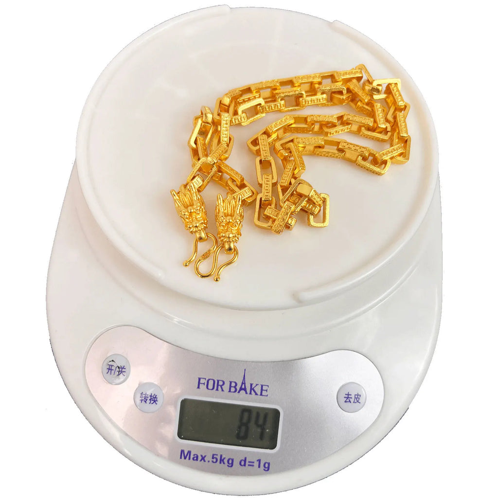 Luxo 9999 24k ouro real fivela de papel cartão colar torneira pendurado corrente personalidade dominadora corrente na moda