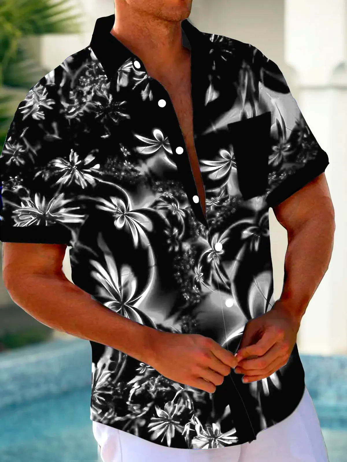 Verão colorido camisas masculinas ao ar livre casual moda rua manga curta topos padrões impressos plus size roupas masculinas havaianas