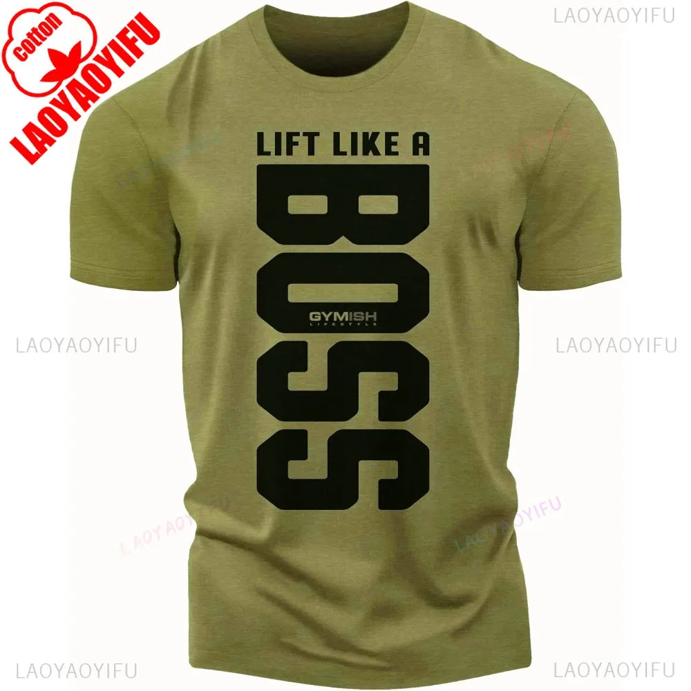 Boss camisa de treino para homens engraçado ginásio levantamento motivacional camiseta masculina crewneck algodão manga curta vida diária casual camisetas