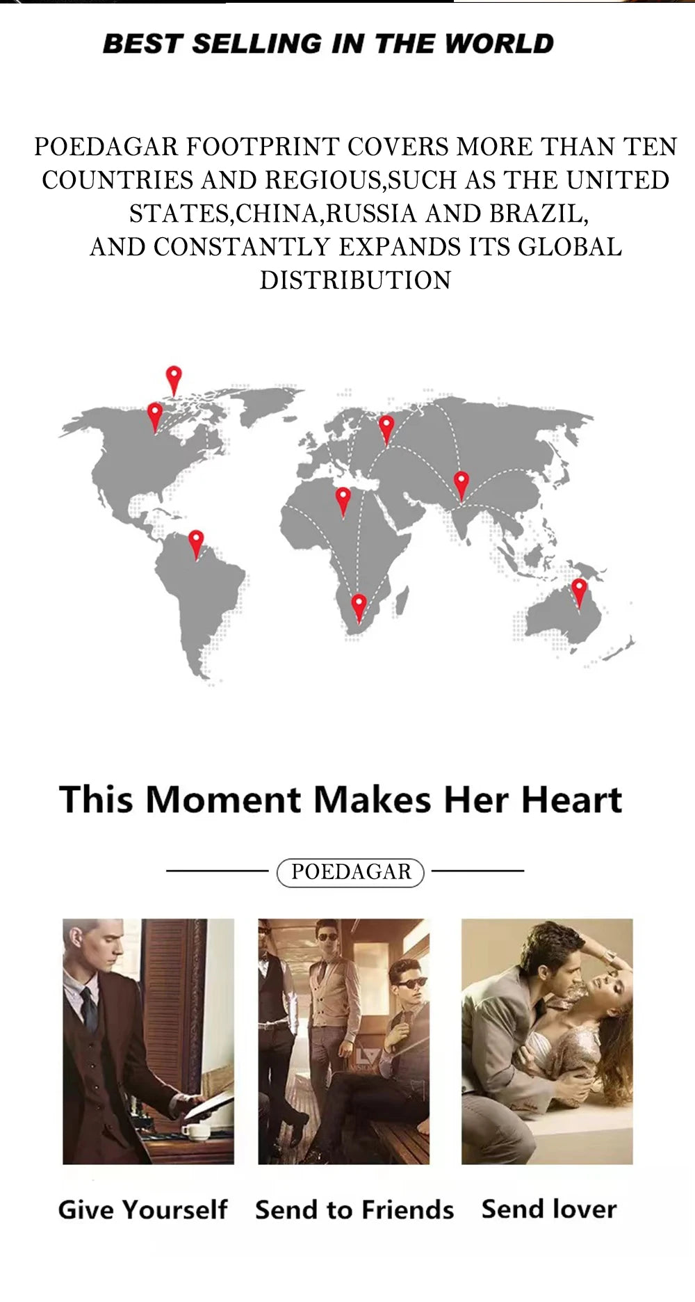 Poedagar relógio original de luxo para homem, cronógrafo, à prova d'água, luminoso, relógio masculino de quartzo, aço inoxidável