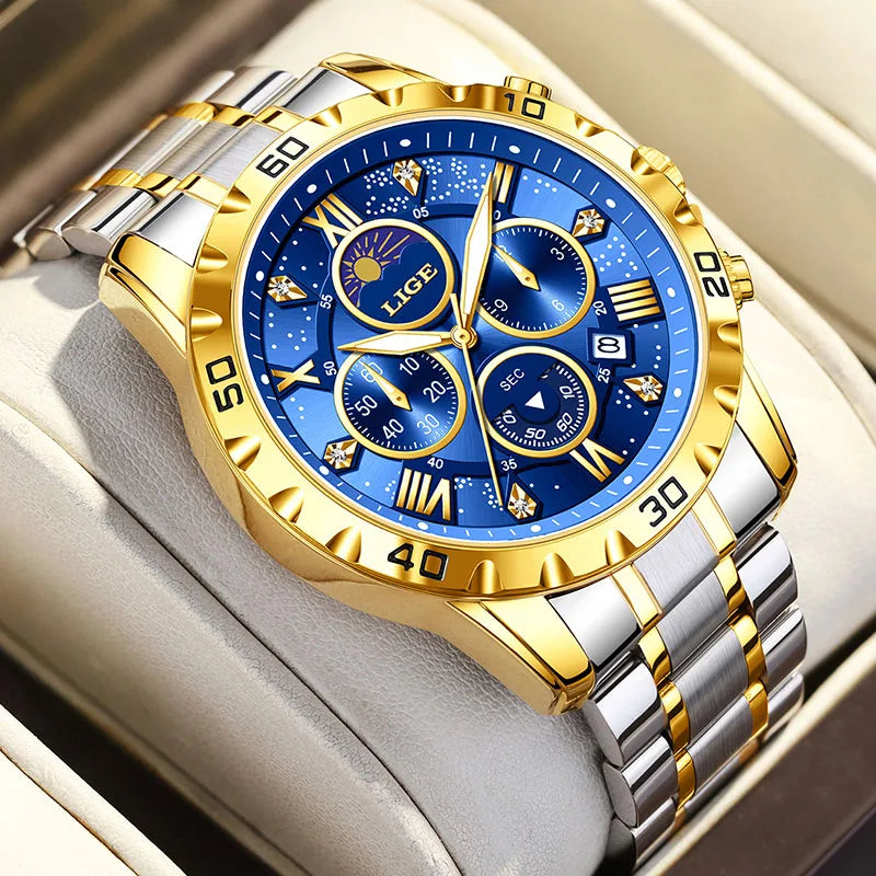 Relógio Masculino Casual Esporte Cronógrafo Relógios de Pulso de Quartz À Prova D 'Água Luminosa