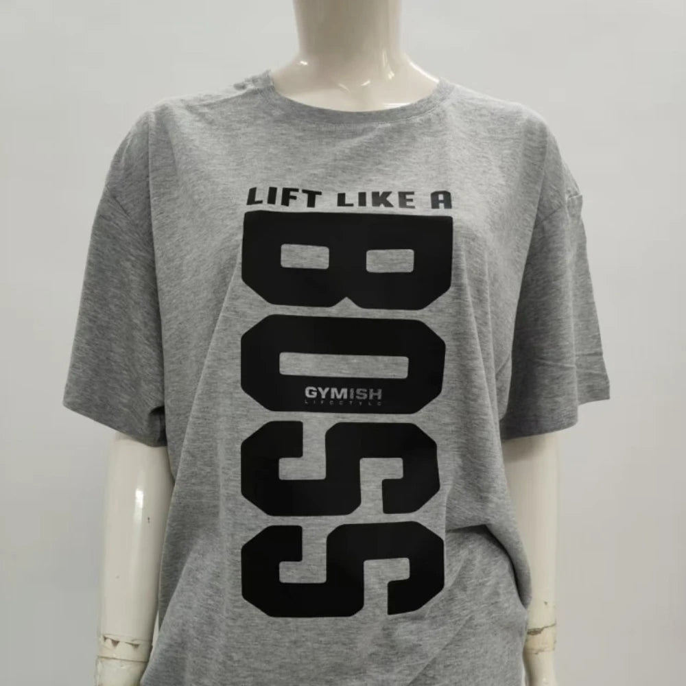 Boss camisa de treino para homens engraçado ginásio levantamento motivacional camiseta masculina crewneck algodão manga curta vida diária casual camisetas